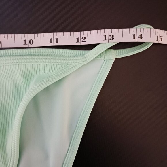 NEW Peixoto Tinga Ribbed Knit String‎ Bikini Swim Bottoms in Mint, Size L - Picture 10 of 11